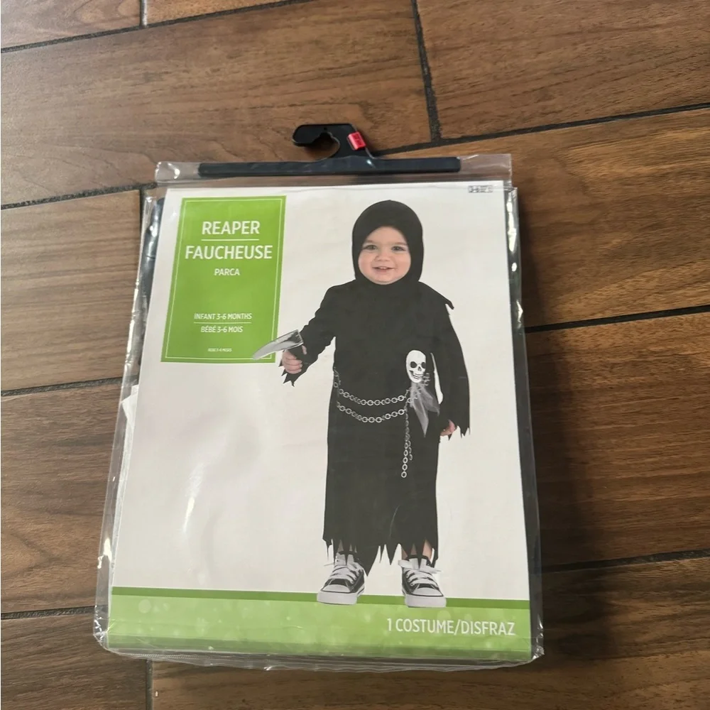 Amscan Toddler Baby Grim Reaper Skeleton Suit Halloween Costume size 3-6M